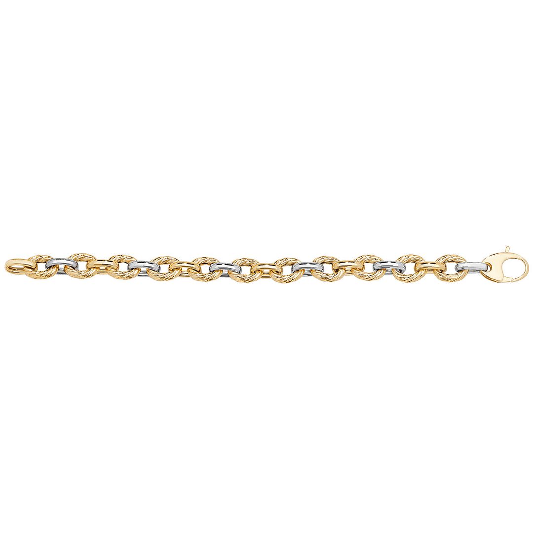 9 Carat (375) Yellow Gold Ladies' and White 7.5 Inches Fancy Bracelet — 9.6g