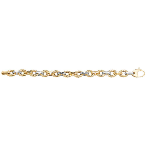 9 Carat (375) Yellow Gold Ladies' and White 7.5 Inches Fancy Bracelet — 9.6g