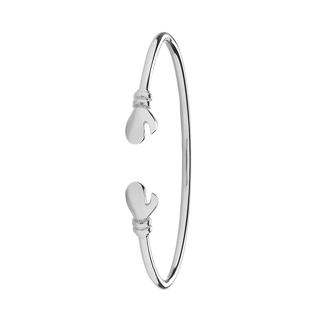 925 Sterling Silver Unisex Maidens Boxing Glove Torc Bangle — 9.2g