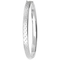 925 Sterling Silver Ladies' Oval Diamond Cut Frosted Hinged Bangle — 6.0g
