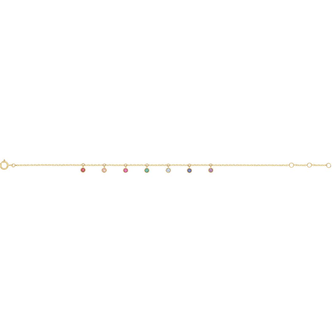 9 Carat (375) Yellow Gold Unisex Rainbow Drop Bracelet — 0.9g