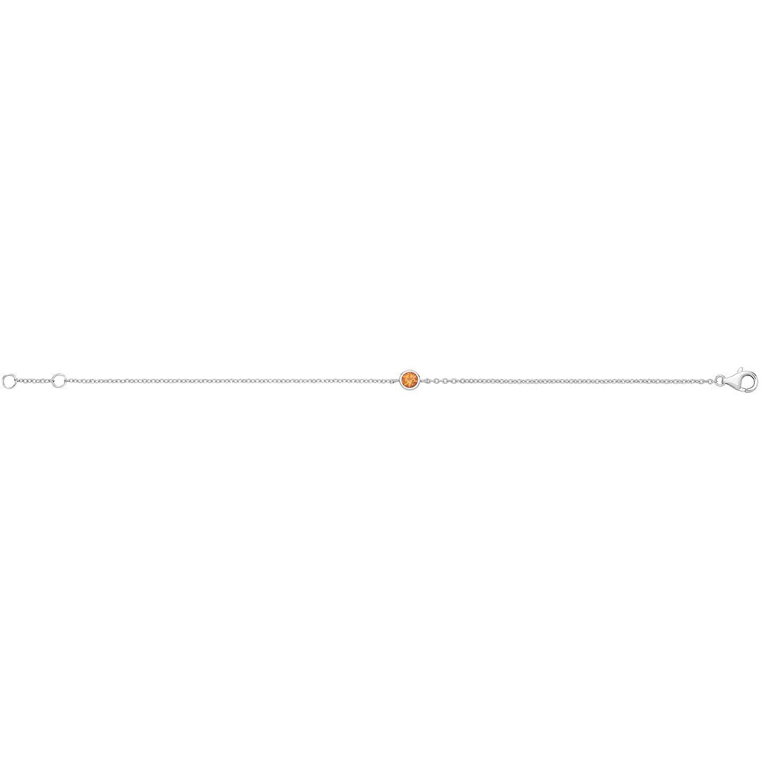 925 Sterling Silver Unisex Citrine Solitaire Bracelet — 1.2g