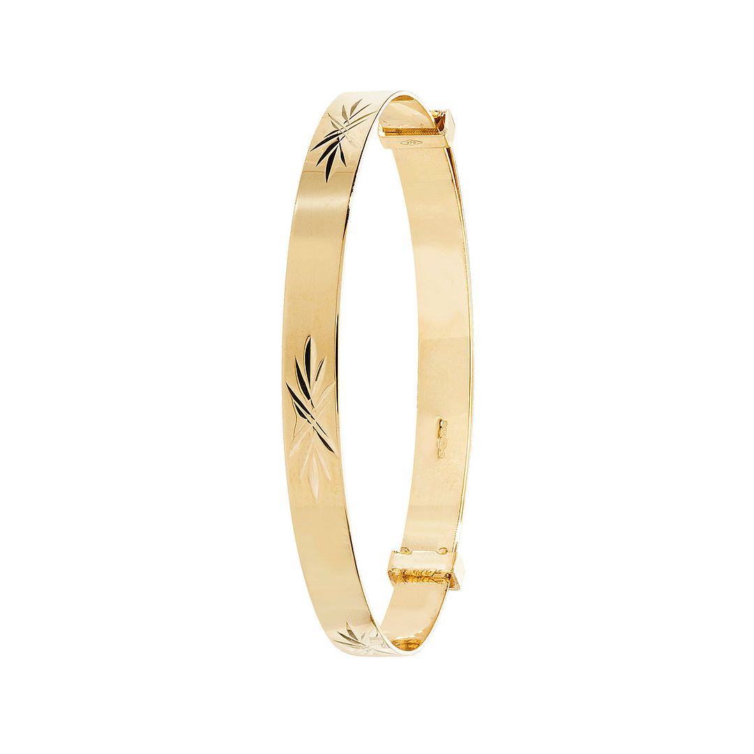 9 Carat (375) Yellow Gold Babies' Diamond Cut Expandable 4mm Bangle — 2.6g