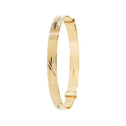 9 Carat (375) Yellow Gold Babies' Diamond Cut Expandable 4mm Bangle — 2.6g