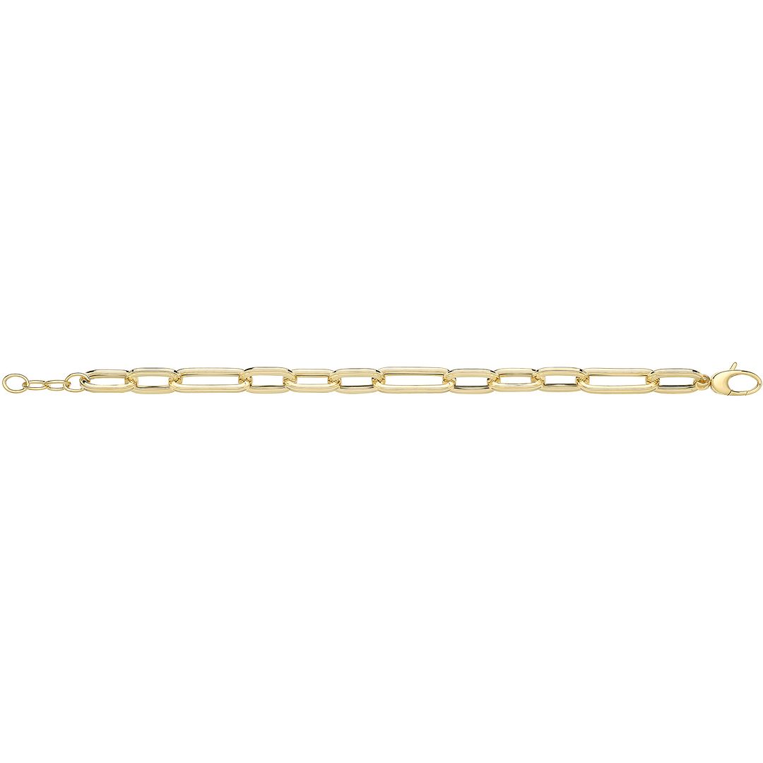 9 Carat (375) Yellow Gold Unisex Hollow Paperclip Bracelet — 6.5g