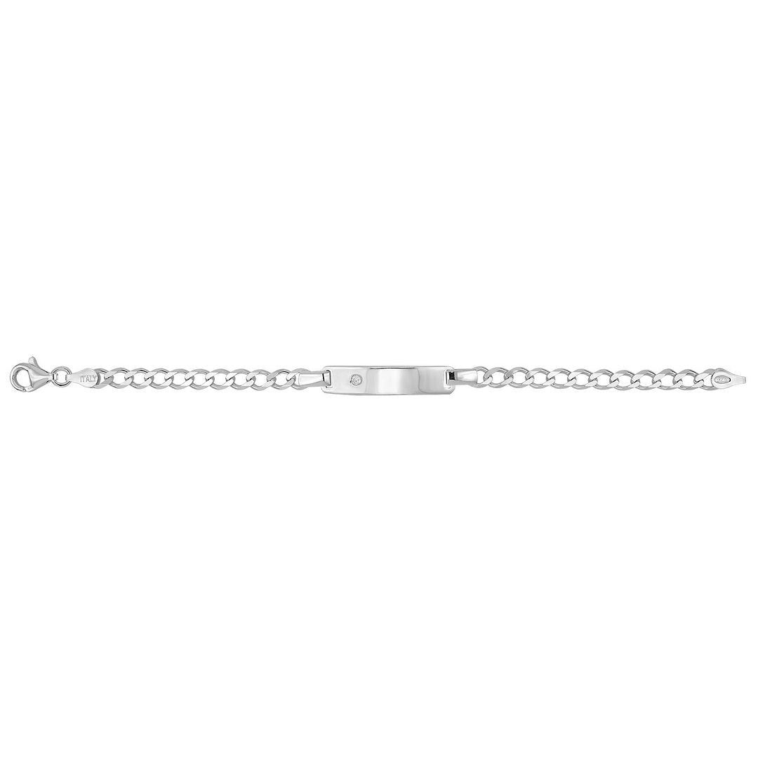 925 Sterling Silver Babies' Curb Set ID Bracelet — 5.5g