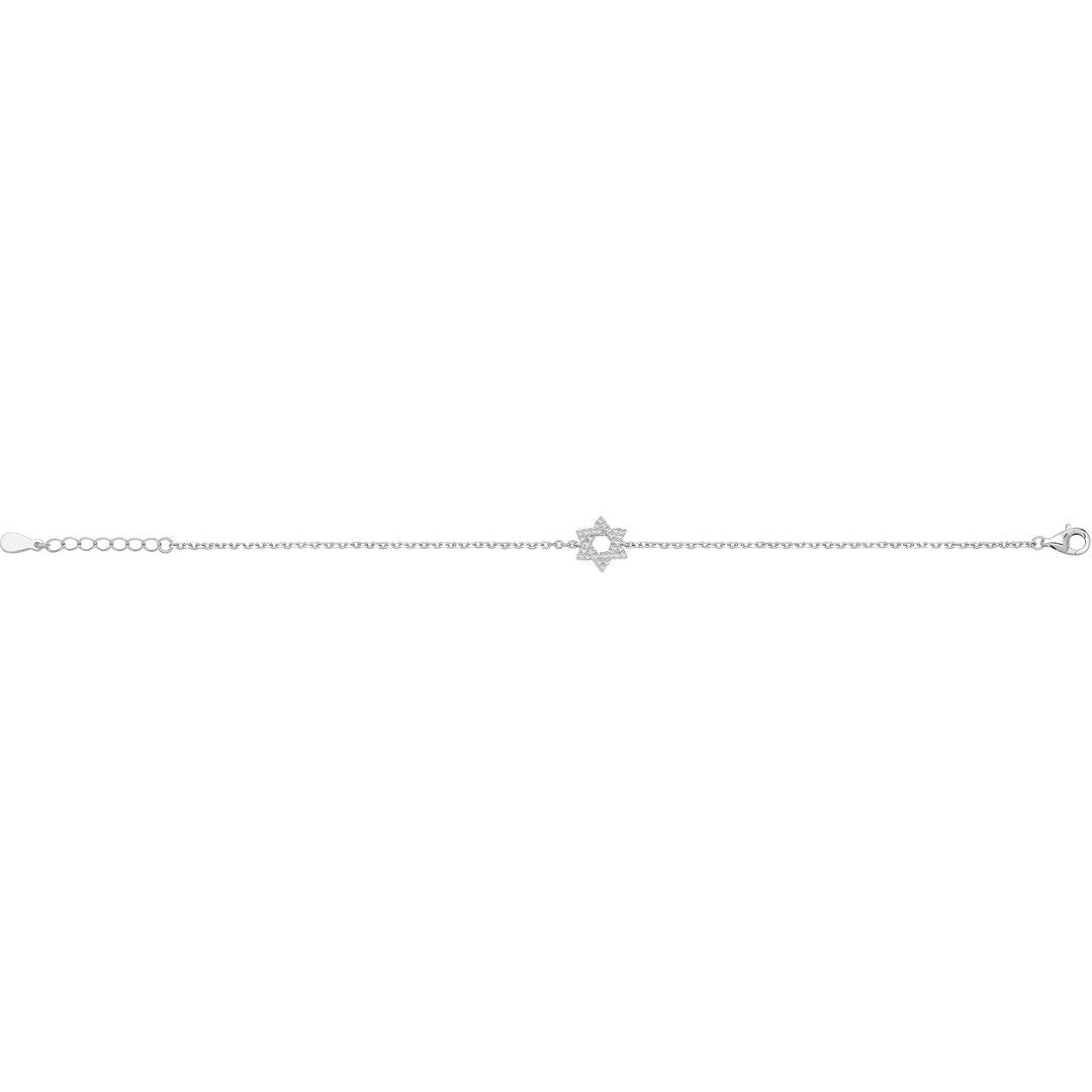 925 Sterling Silver Unisex Star Of David Bracelet — 1.7g
