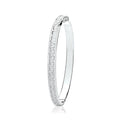 925 Sterling Silver Ladies' Oval Greek Design Hinged Bangle — 13.0g