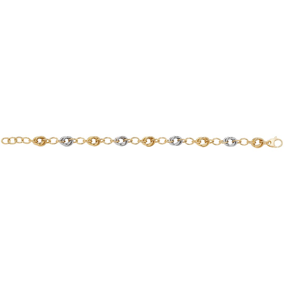 9 Carat (375) Yellow Gold Ladies' and White 7.5 Inches Fancy Bracelet — 5.0g