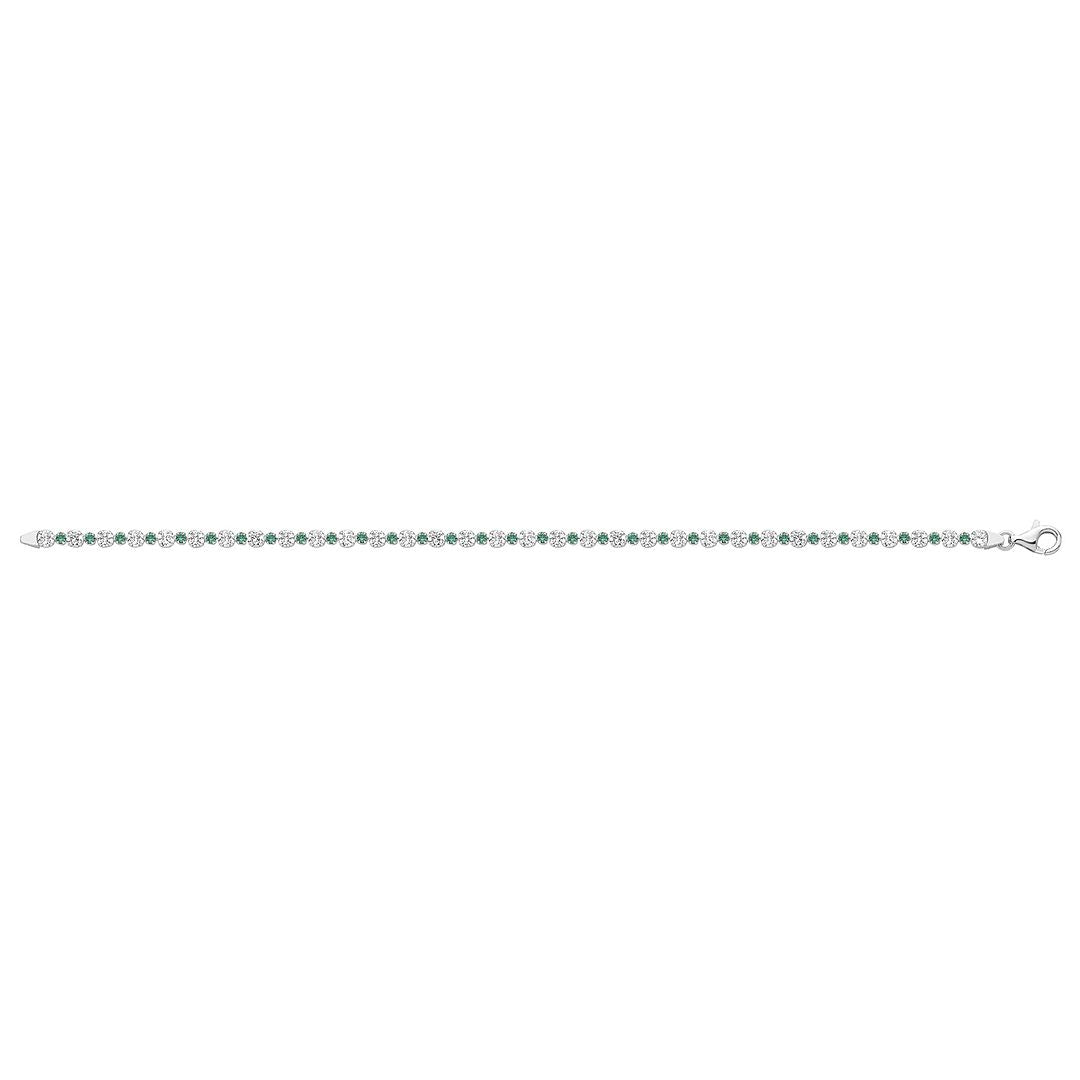 925 Sterling Silver Unisex Green Tennis Bracelet — 3.3g