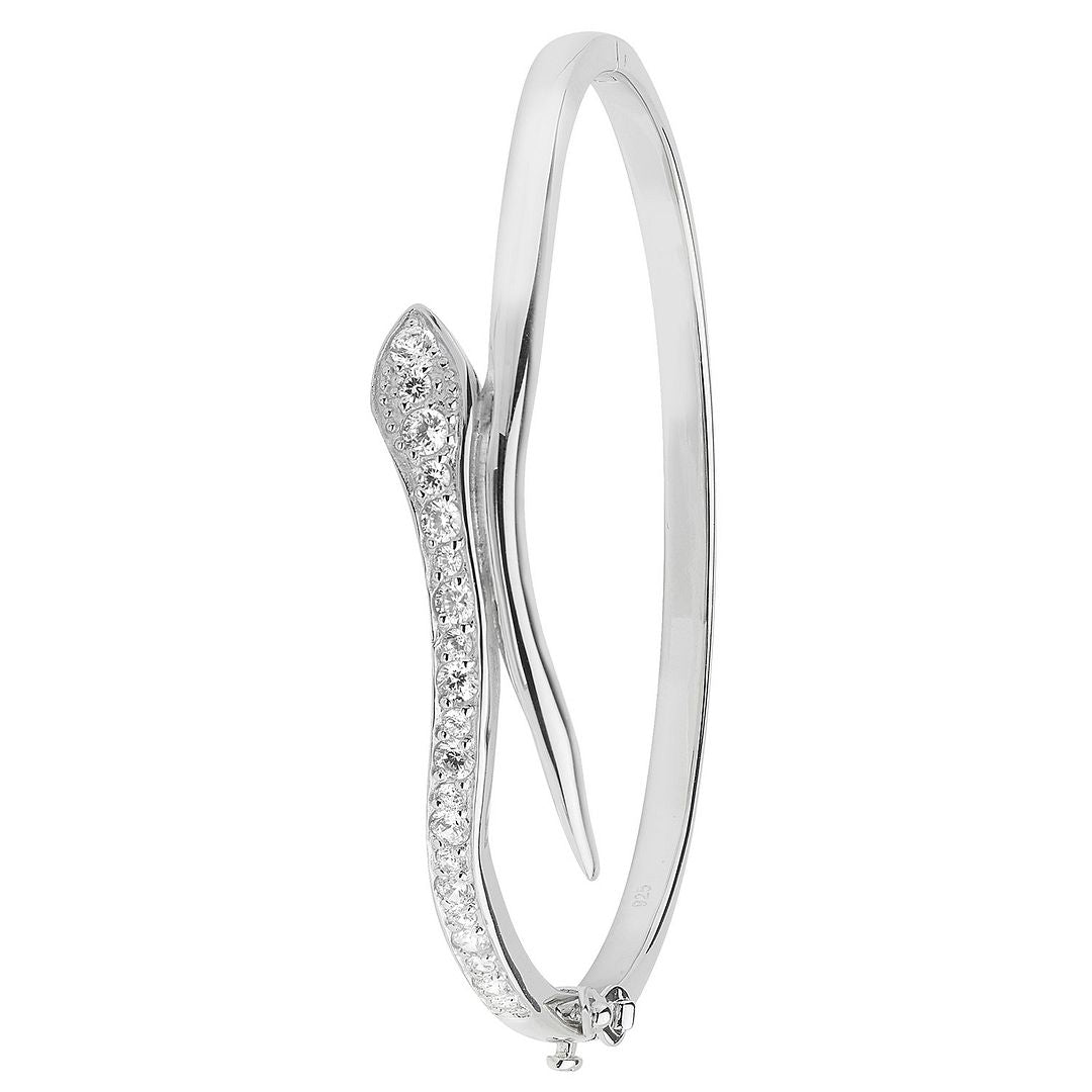 925 Sterling Silver Ladies' Oval Hinged Bangle — 16.0g