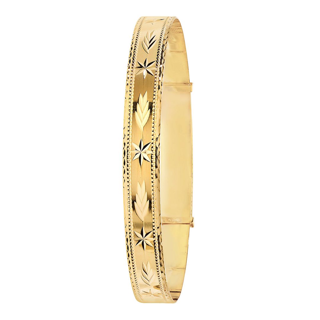 9 Carat (375) Yellow Gold Ladies' Diamond Cut Expandable 7.5mm Bangle — 7.2g
