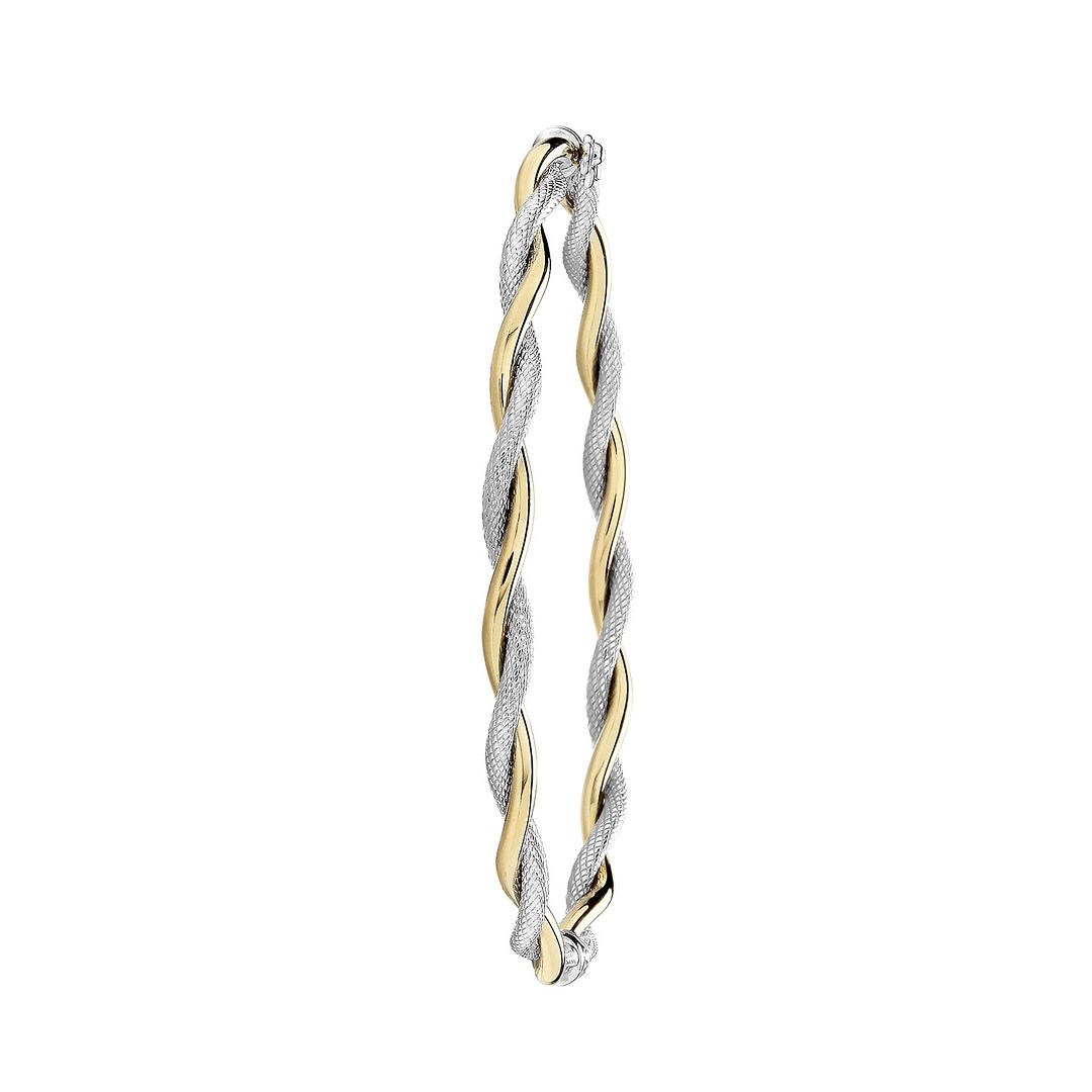 9 Carat (375) Yellow Gold Ladies' and White Hinged Bangle — 3.6g