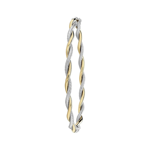 9 Carat (375) Yellow Gold Ladies' and White Hinged Bangle — 3.6g