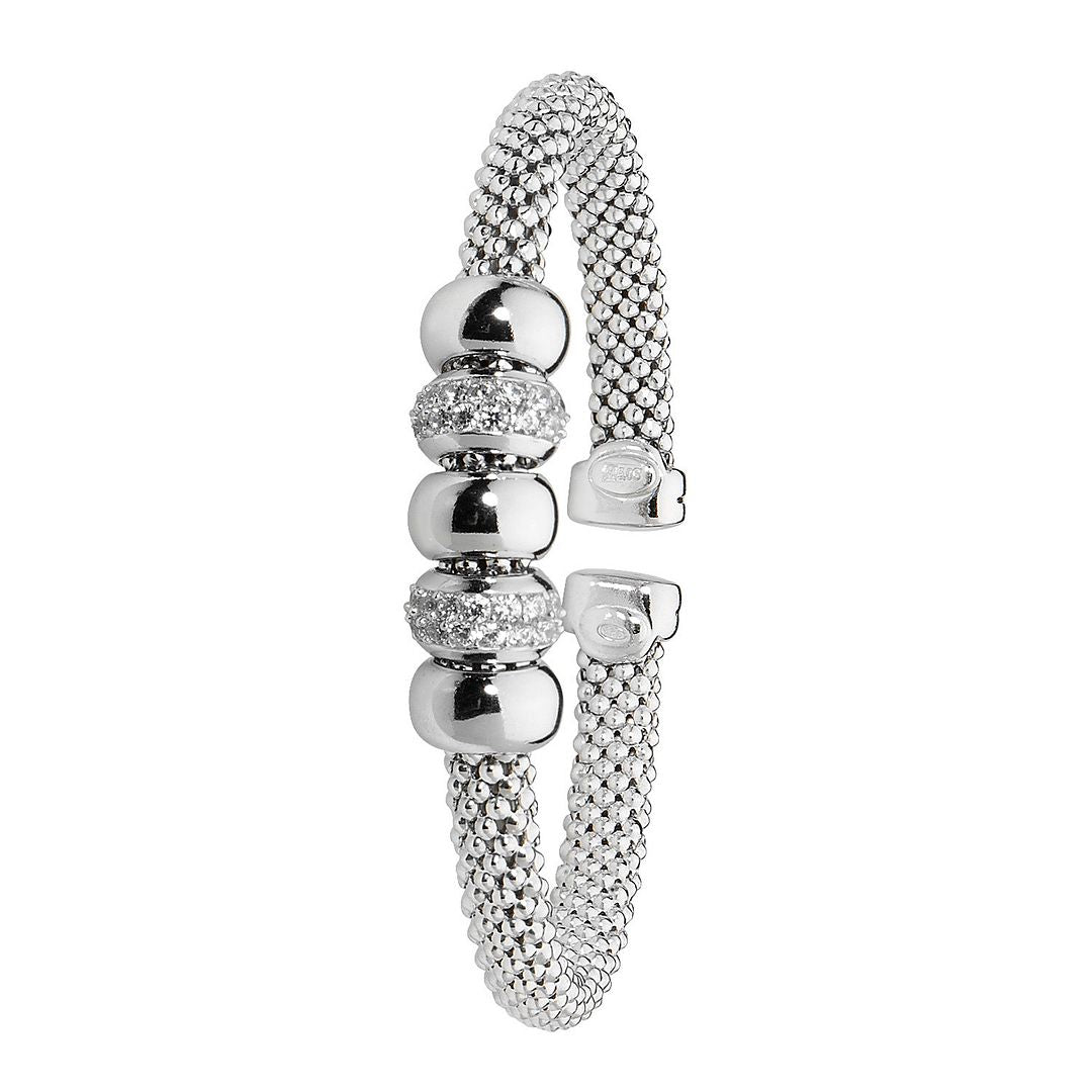 925 Sterling Silver Ladies' Oval Mesh Bangle — 17.5g