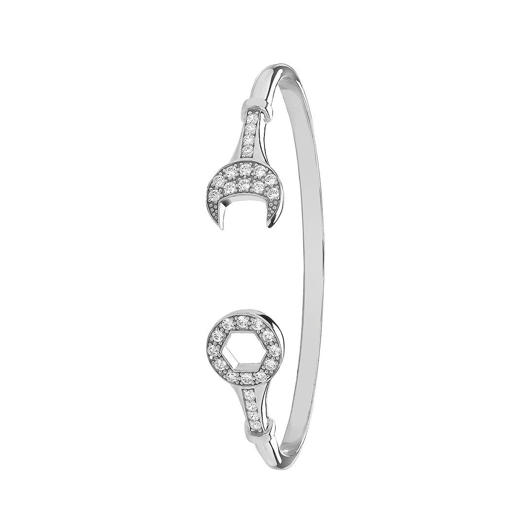 925 Sterling Silver Unisex Maidens Oval Spanner Bangle — 10.7g