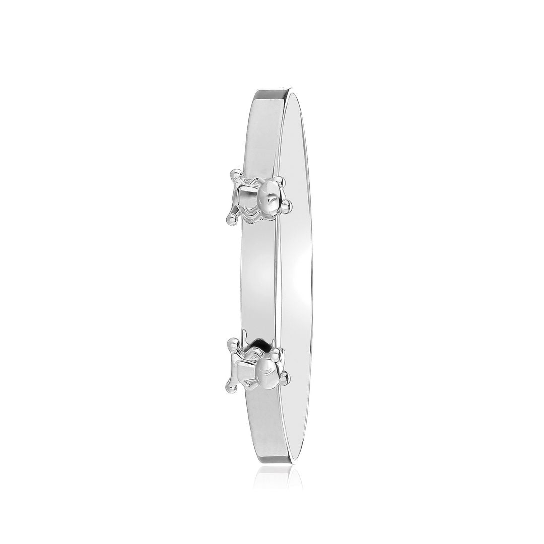 925 Sterling Silver Babies' Teddy Bear Baby Bangle — 6.1g