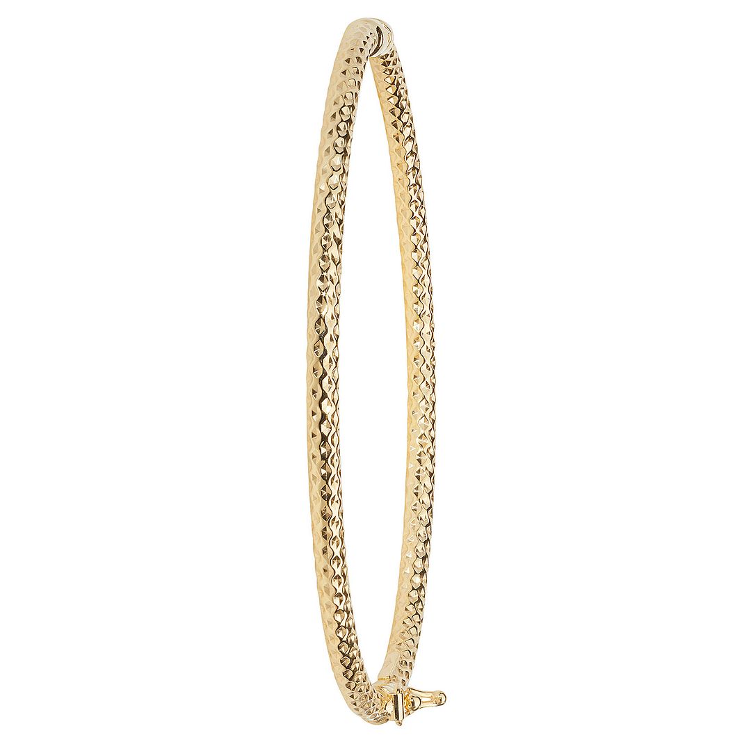 9 Carat (375) Yellow Gold Ladies' Diamond Cut Hinged Bangle — 3.0g