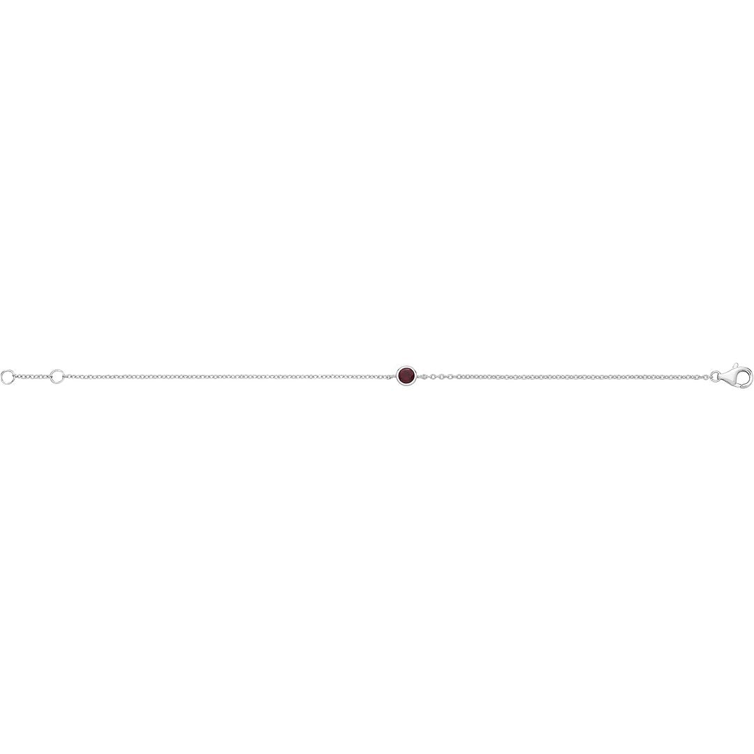 925 Sterling Silver Unisex Garnet Solitaire Bracelet — 1.2g