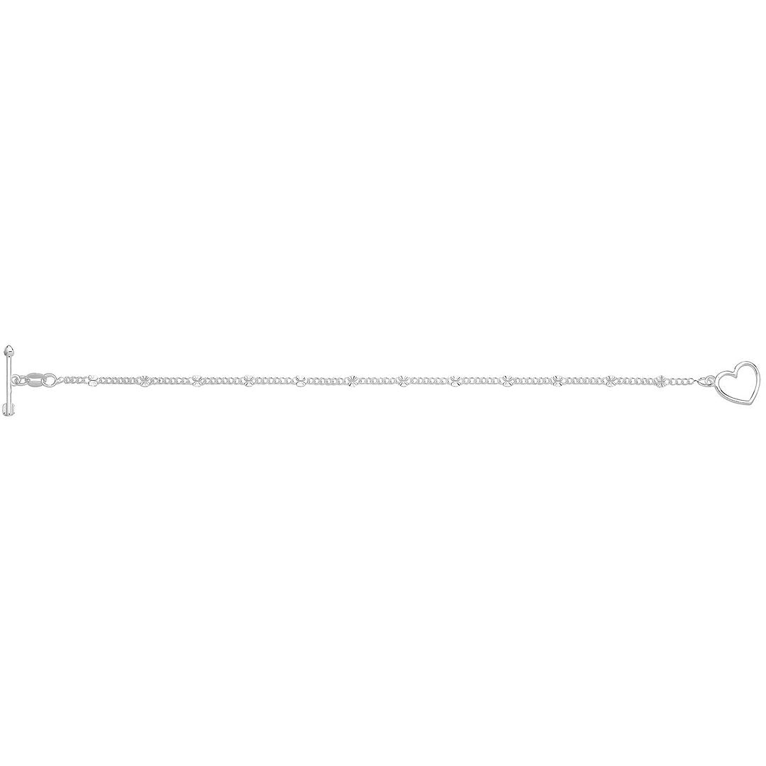 925 Sterling Silver Unisex Heart TBar Bracelet — 2.2g