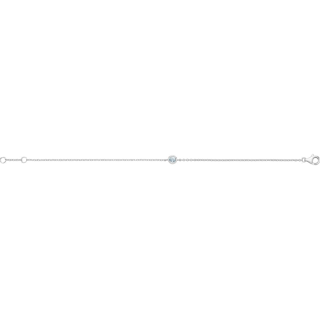 925 Sterling Silver Unisex Aquamarine Solitaire Bracelet — 1.2g