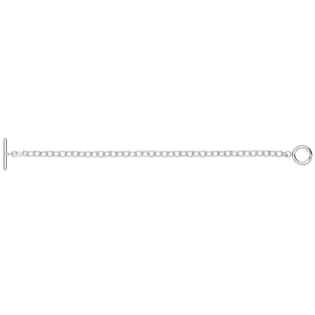 925 Sterling Silver Unisex Rollo T Bar Bracelet — 3.2g