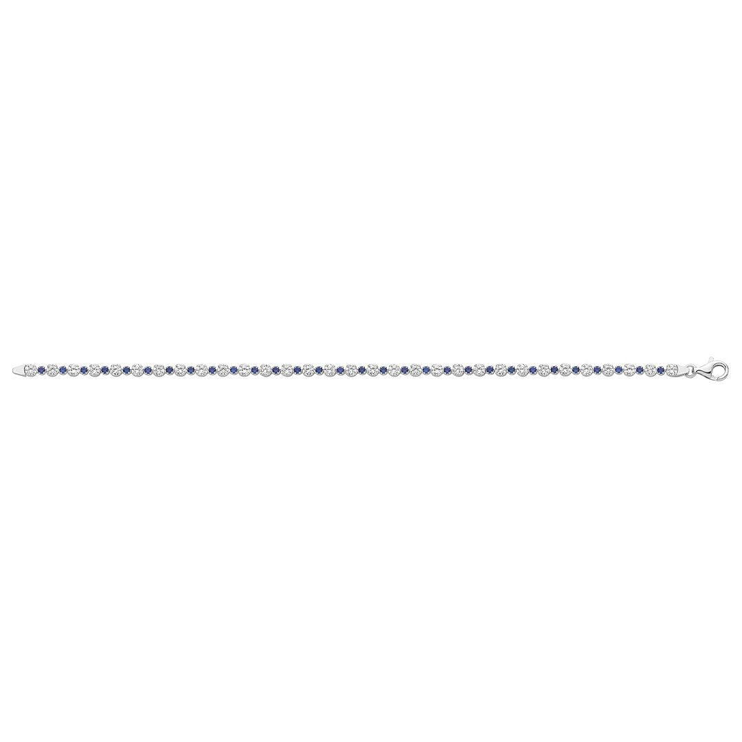 925 Sterling Silver Unisex Blue Tennis Bracelet — 3.2g