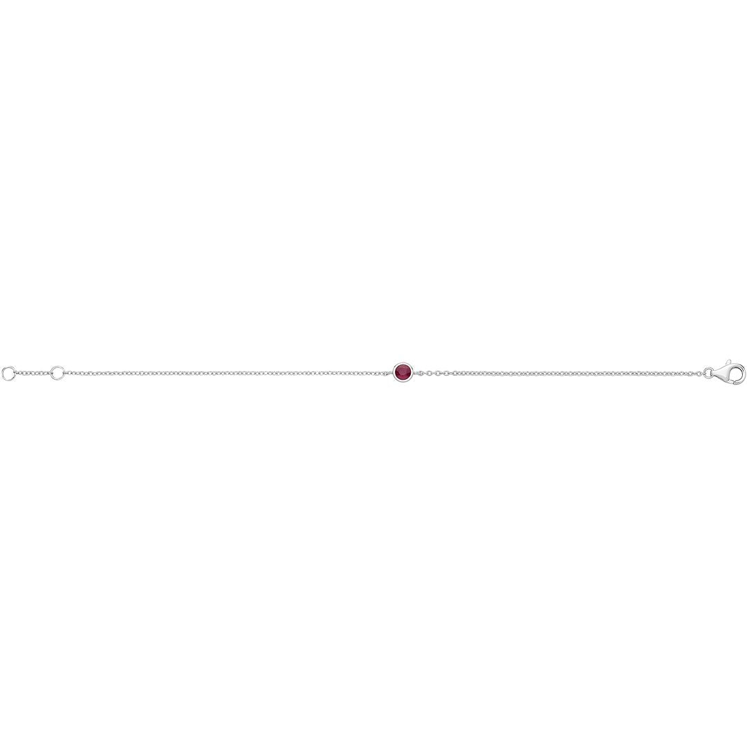 925 Sterling Silver Unisex Ruby Solitaire Bracelet — 1.2g