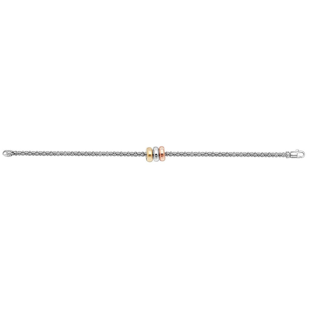 925 Sterling Silver Ladies' Mesh Plated Rings Bracelet — 4.7g