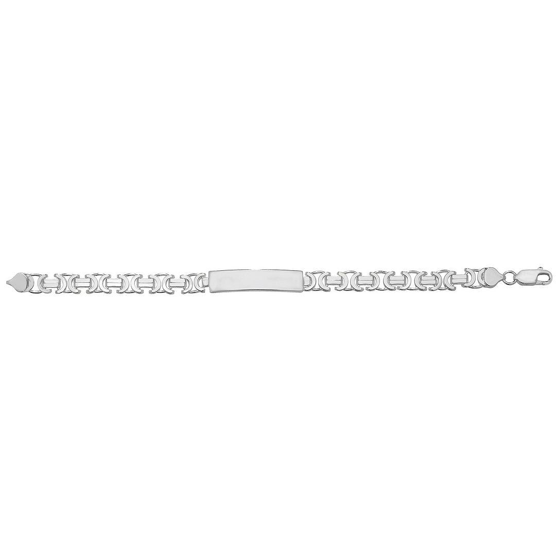 925 Sterling Silver Men's Flat Byzantine ID Bracelet — 30.4g
