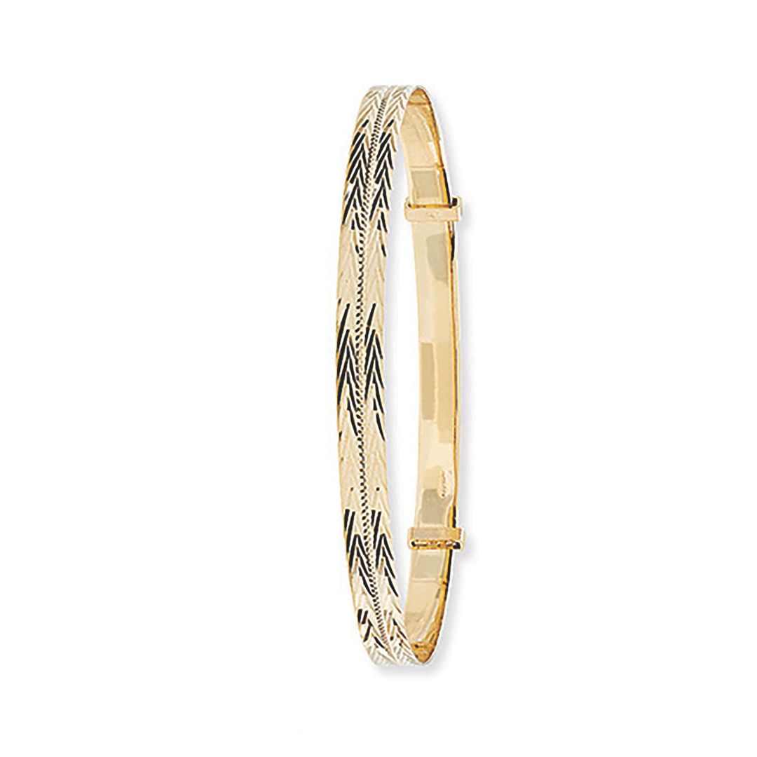 9 Carat (375) Yellow Gold Ladies' Diamond Cut Expandable 4.5mm Bangle — 4.2g