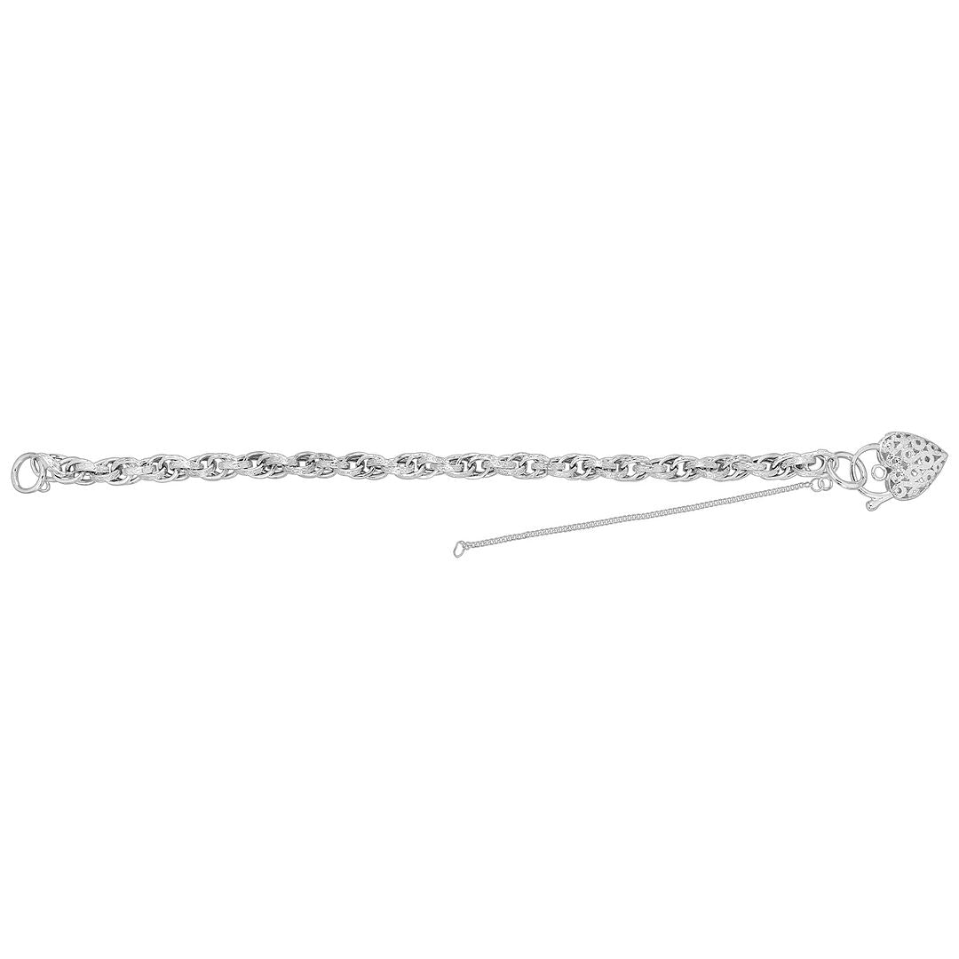 925 Sterling Silver Ladies' Victorian Charm With Heart Padlock Bracelet — 8.0g