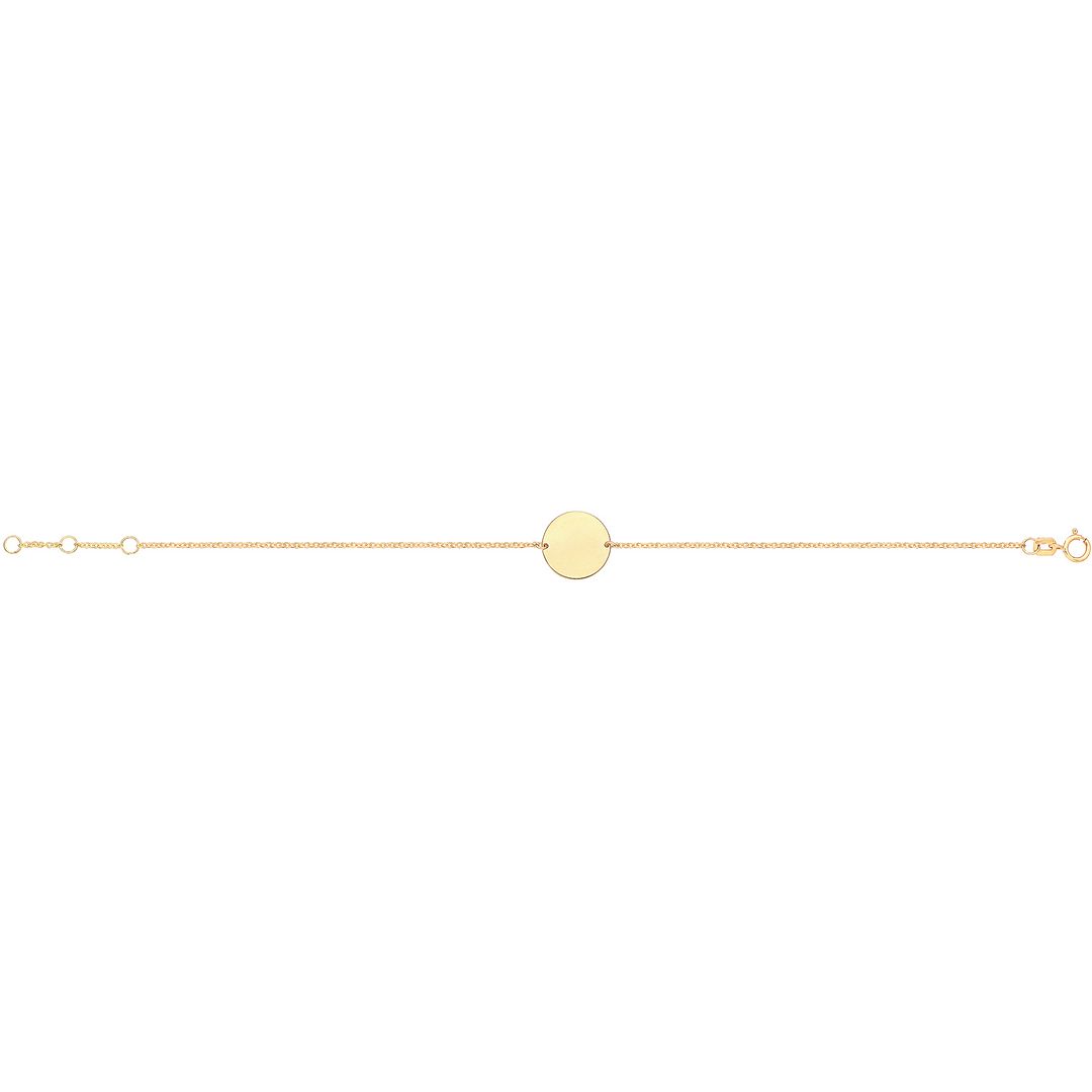 9 Carat (375) Yellow Gold Unisex 7 inches Disc ID Bracelet — 1.1g
