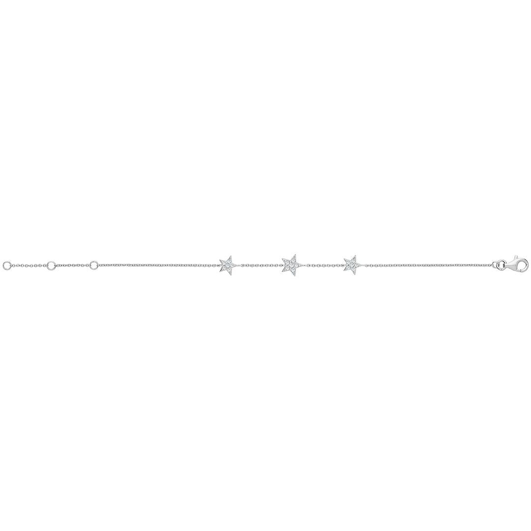 925 Sterling Silver Unisex Triple Star Bracelet — 1.6g