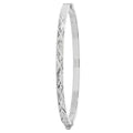 925 Sterling Silver Ladies' Oval Diamond Cut Hinged Bangle — 6.5g