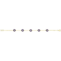 9 Carat (375) Yellow Gold Unisex White Dark Blue Enamel Evil Eye Bracelet — 2.6g