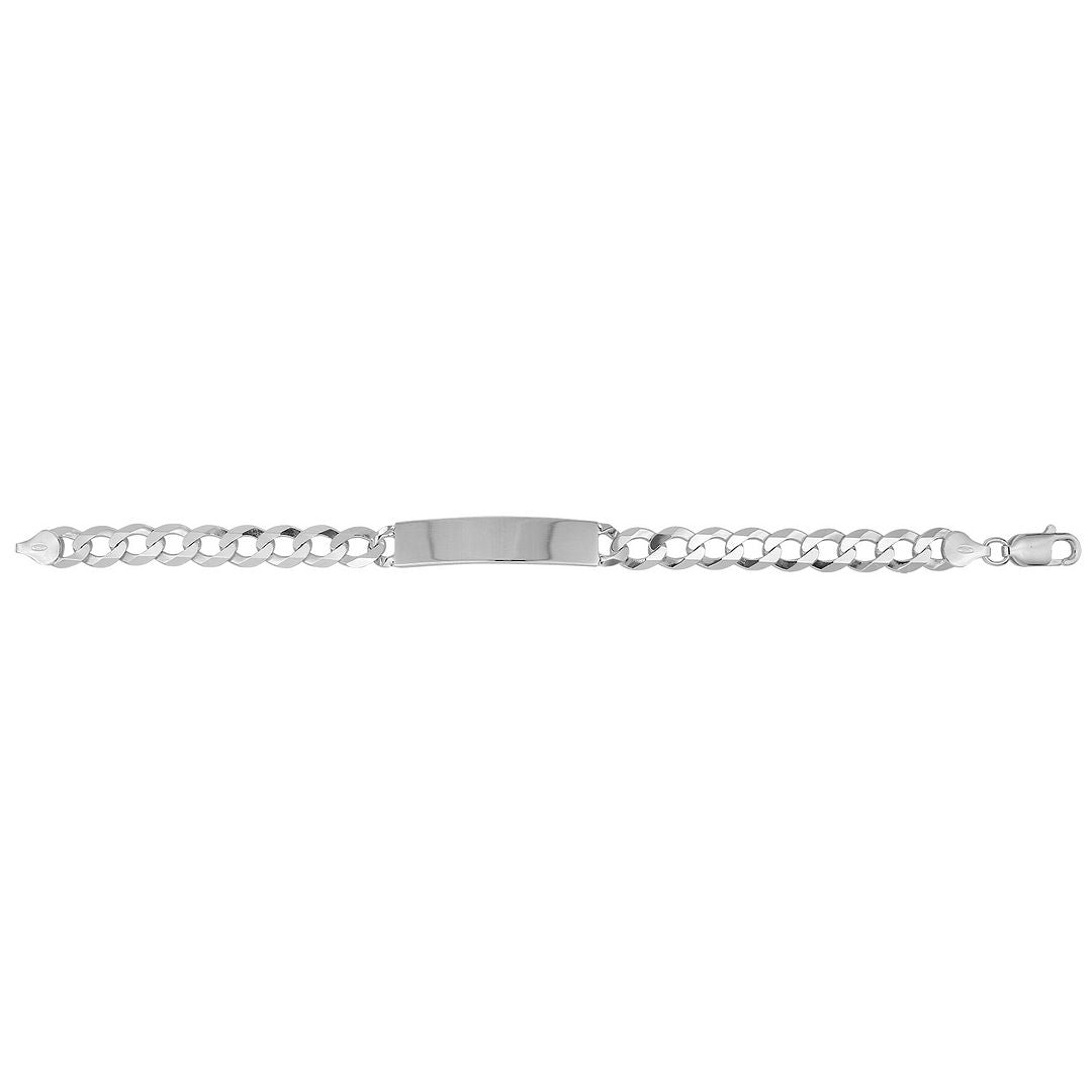 925 Sterling Silver Men's Flat Open Curb ID Bracelet — 17.4g