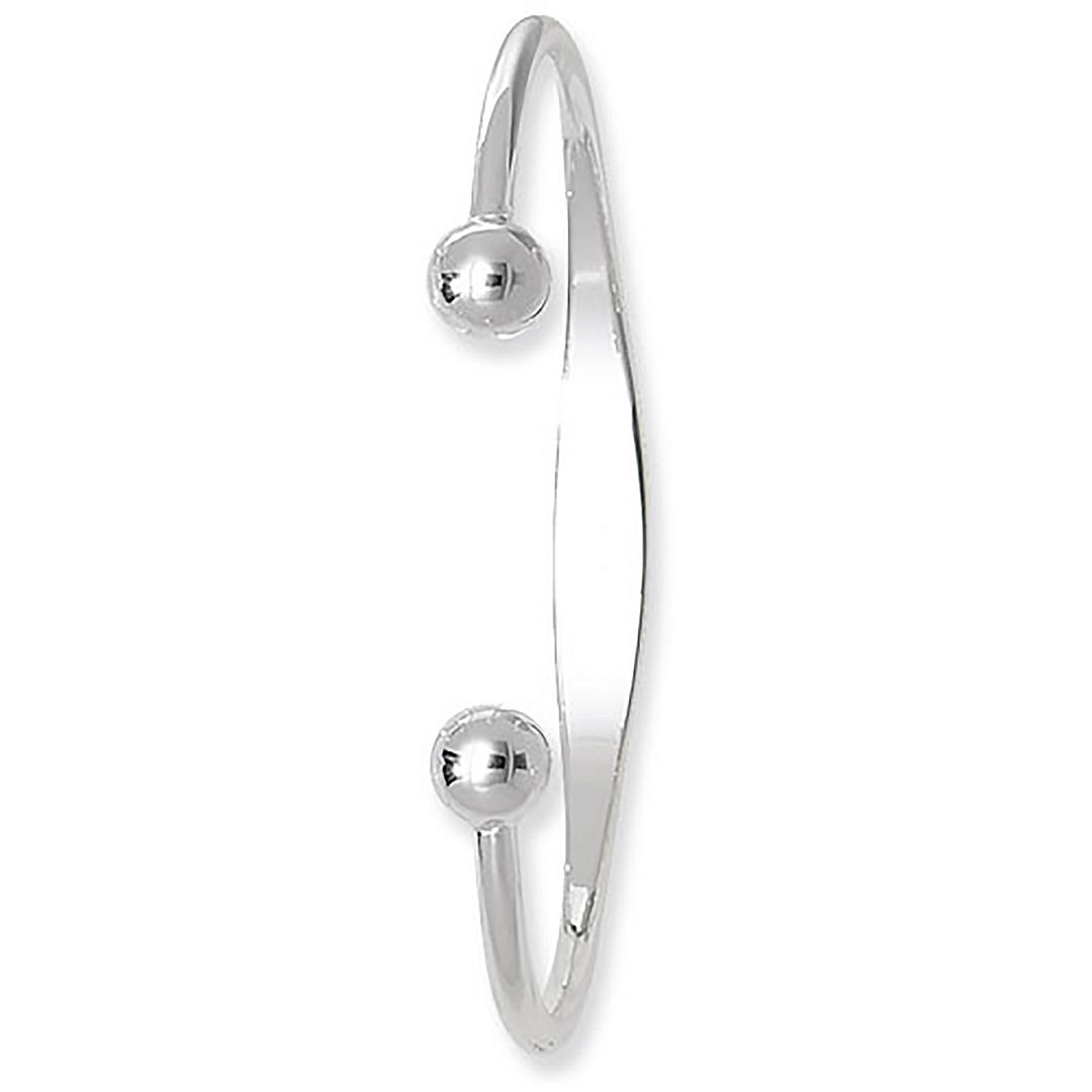 925 Sterling Silver Ladies' ID Torc Bangle — 11.5g
