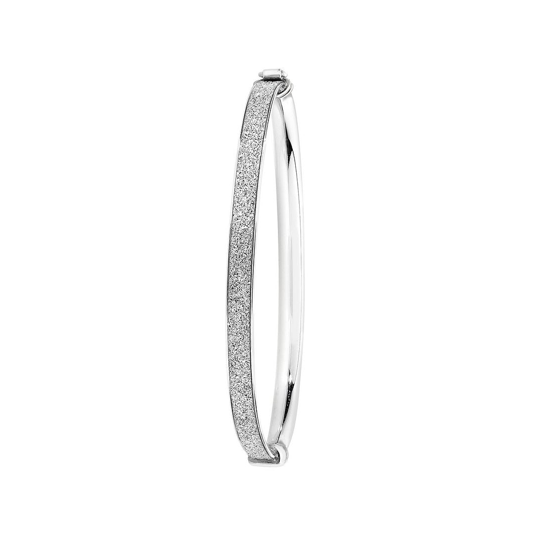 925 Sterling Silver Babies' Oval Moondust Hinged Bangle — 3.3g