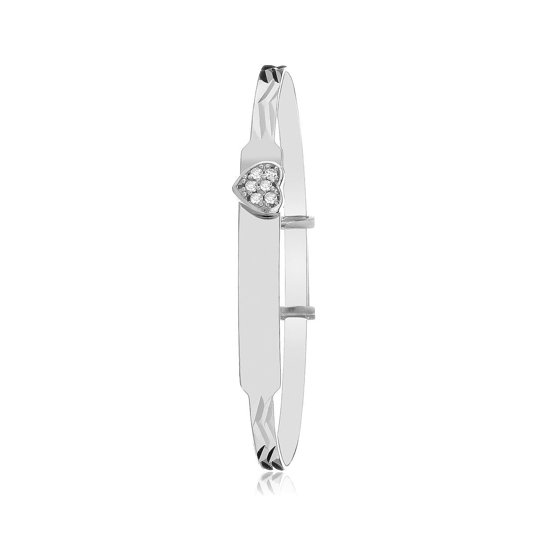 925 Sterling Silver Babies' Heart Baby Bangle — 4.9g