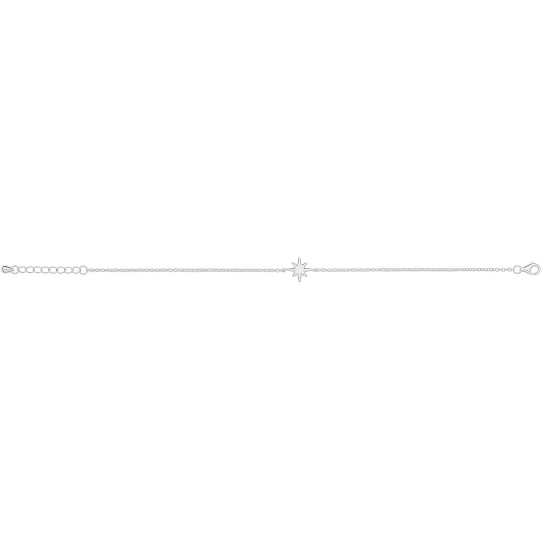 925 Sterling Silver Ladies' Rhodium Star Bracelet — 1.7g