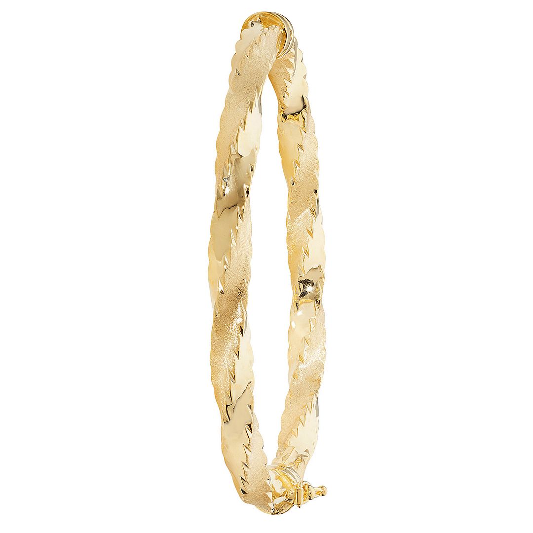 9 Carat (375) Yellow Gold Ladies' Diamond Cut Hinged Bangle — 5.9g