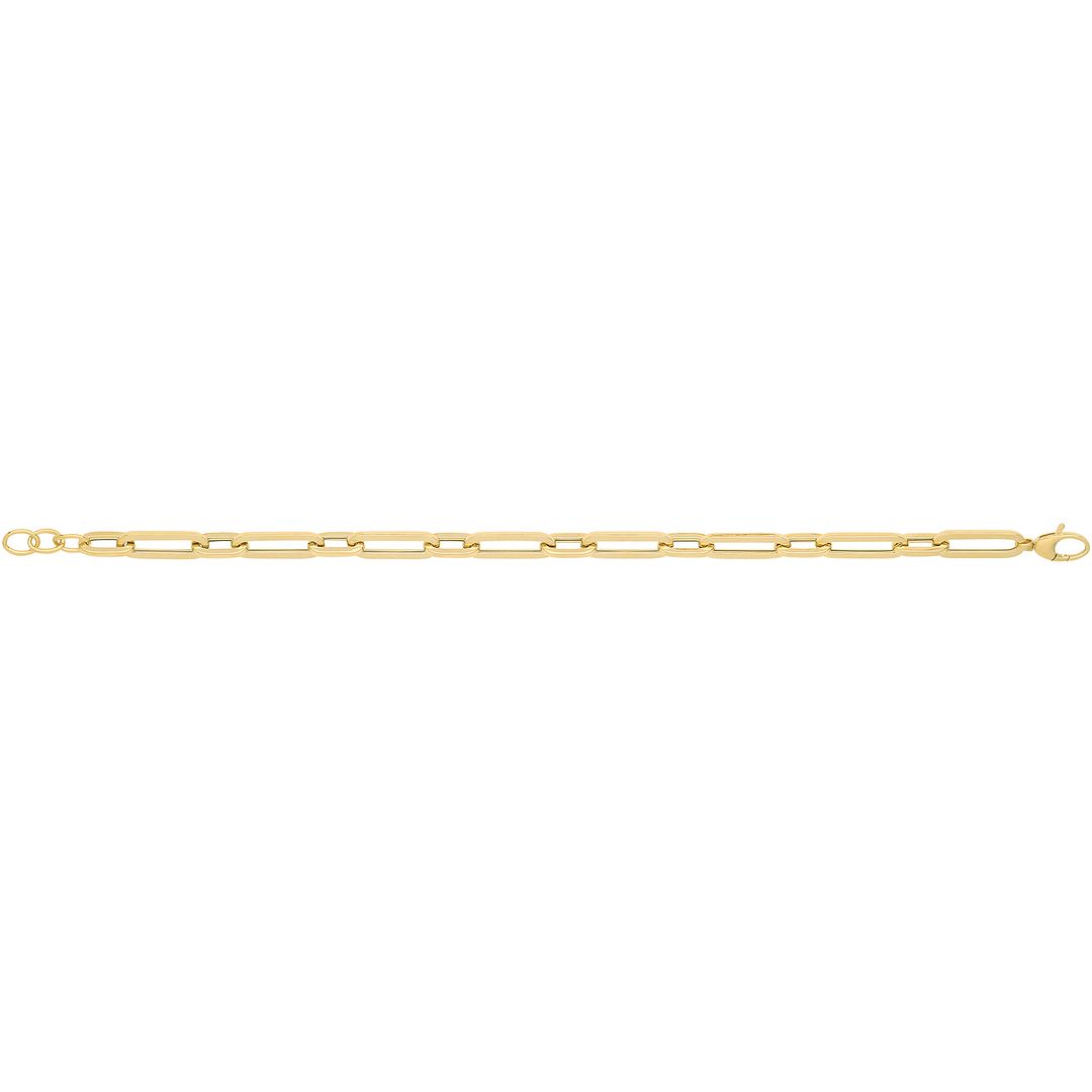9 Carat (375) Yellow Gold Unisex Hollow Paperclip Bracelet — 6.2g