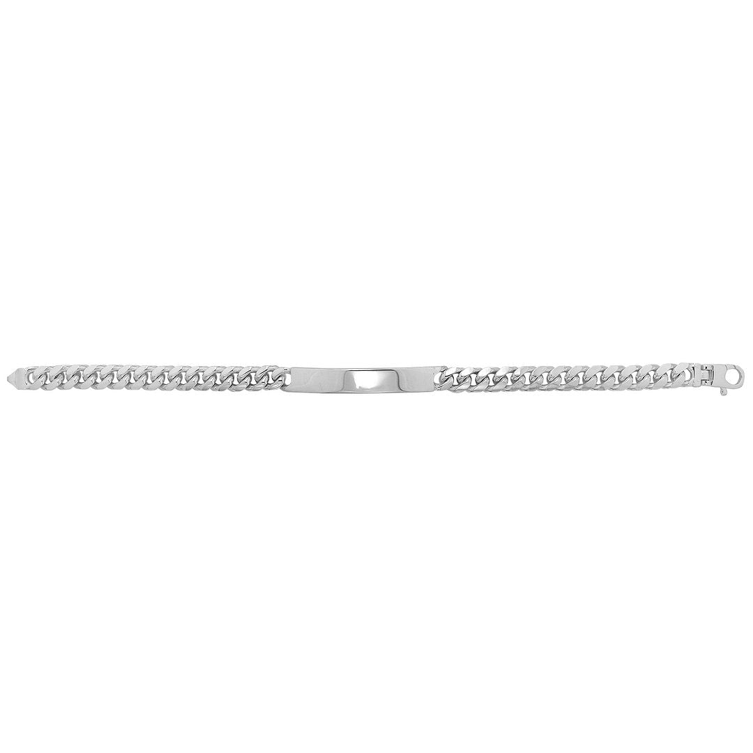 925 Sterling Silver Men's Curb Bombe ID Bracelet — 31.8g