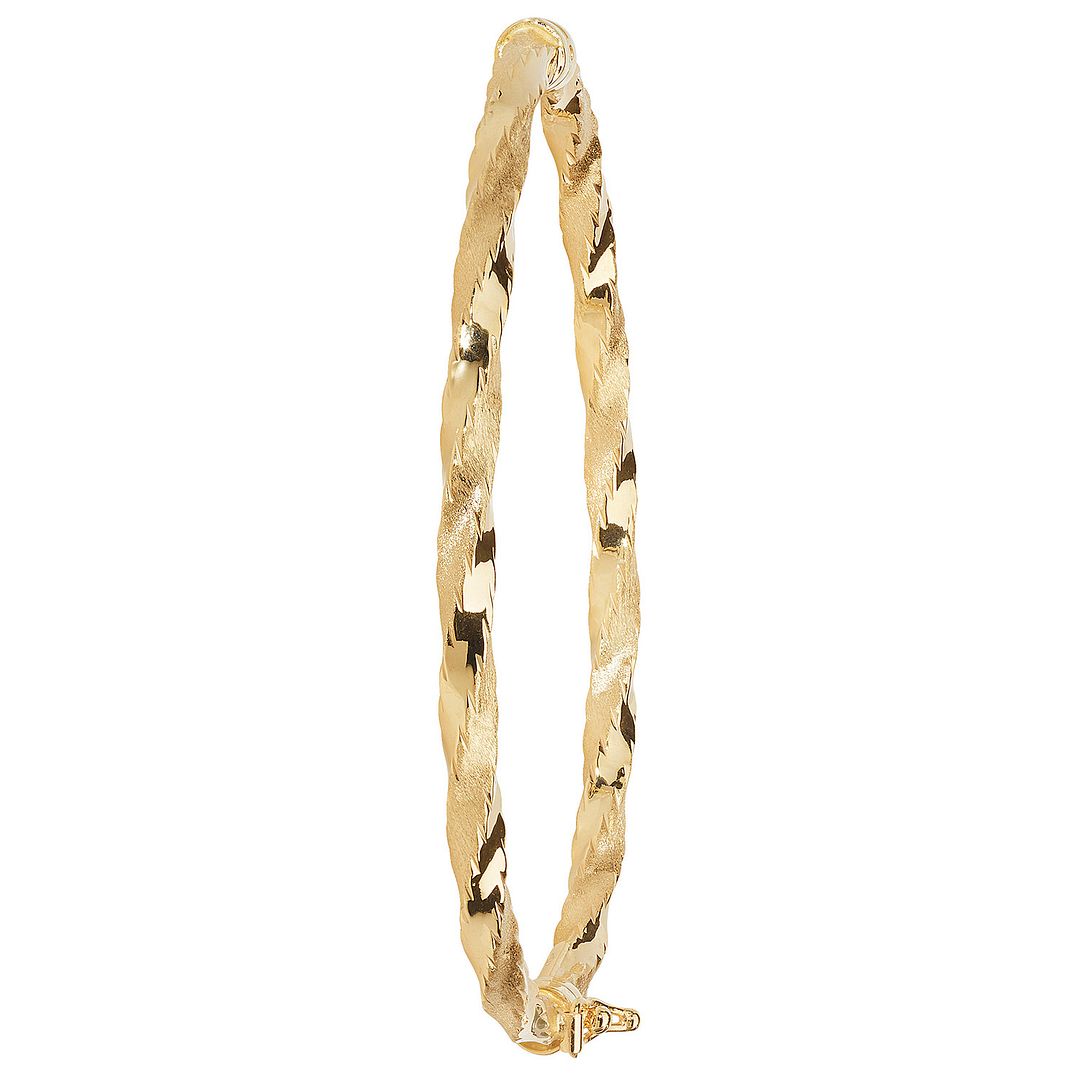 9 Carat (375) Yellow Gold Ladies' Diamond Cut Hinged Bangle — 4.0g