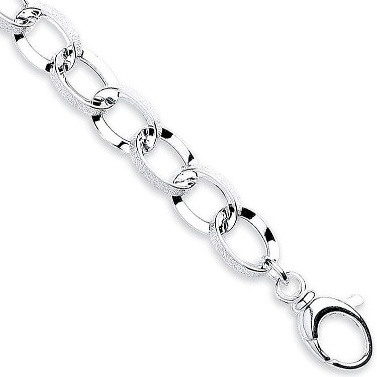Sterling Silver Fancy Oval Link Bracelet