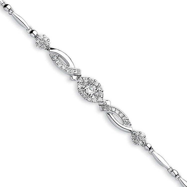 Sterling Silver Fancy Cubic Zirconia Bracelet