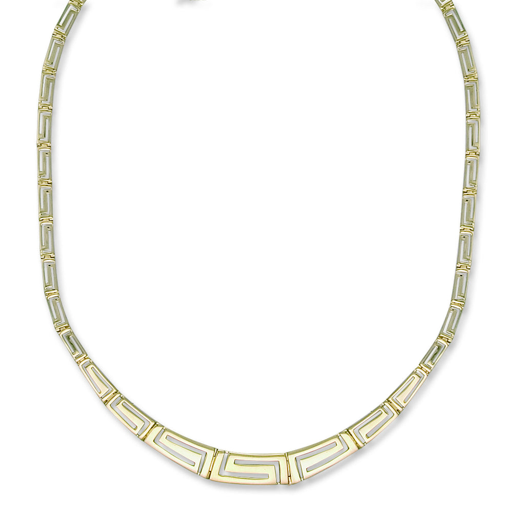 9ct Yellow Gold Greek Key Graduated Collarette/Non Graduated Bracelet