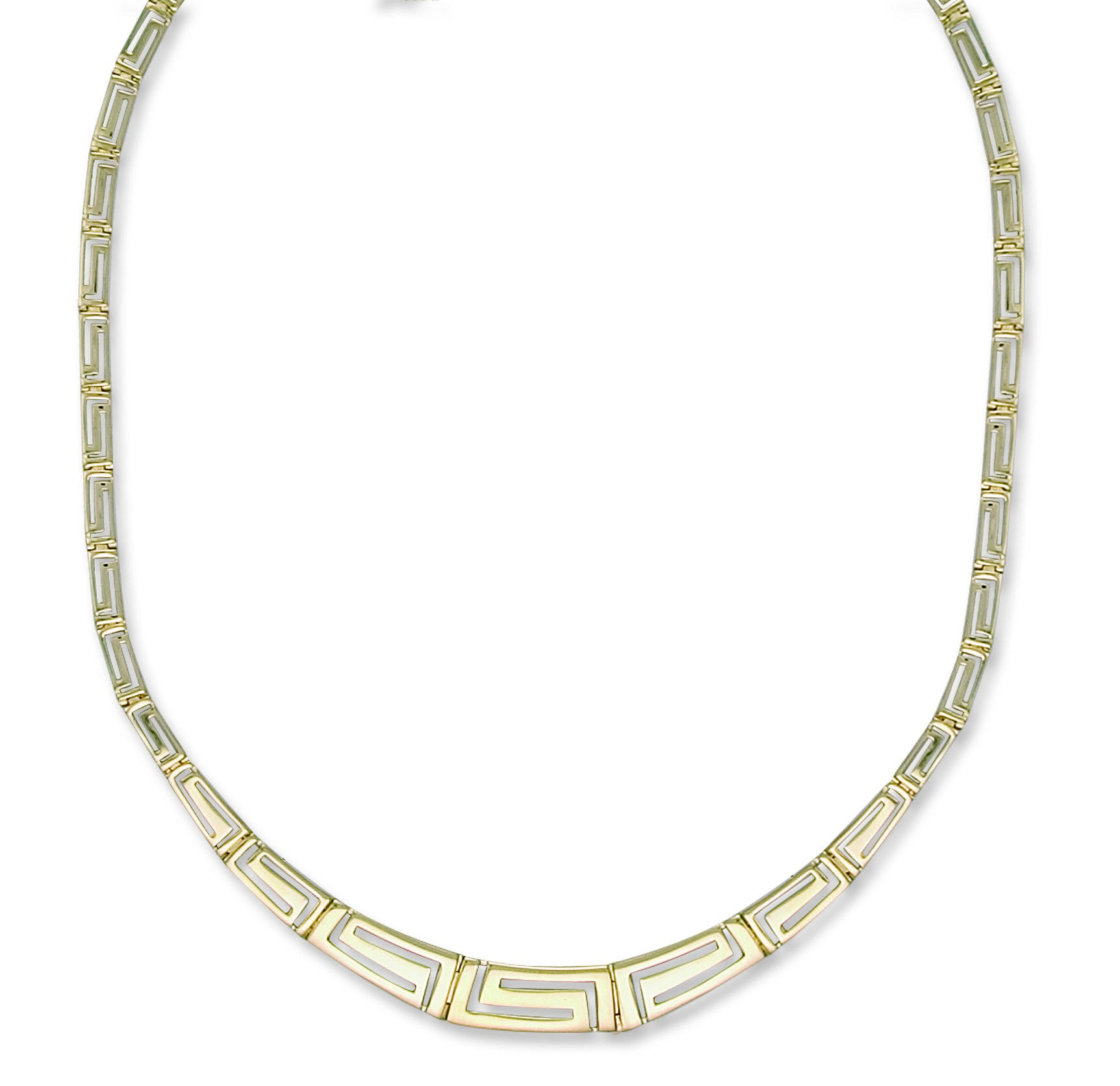 9ct Yellow Gold Greek Key Graduated Collarette/Non Graduated Bracelet