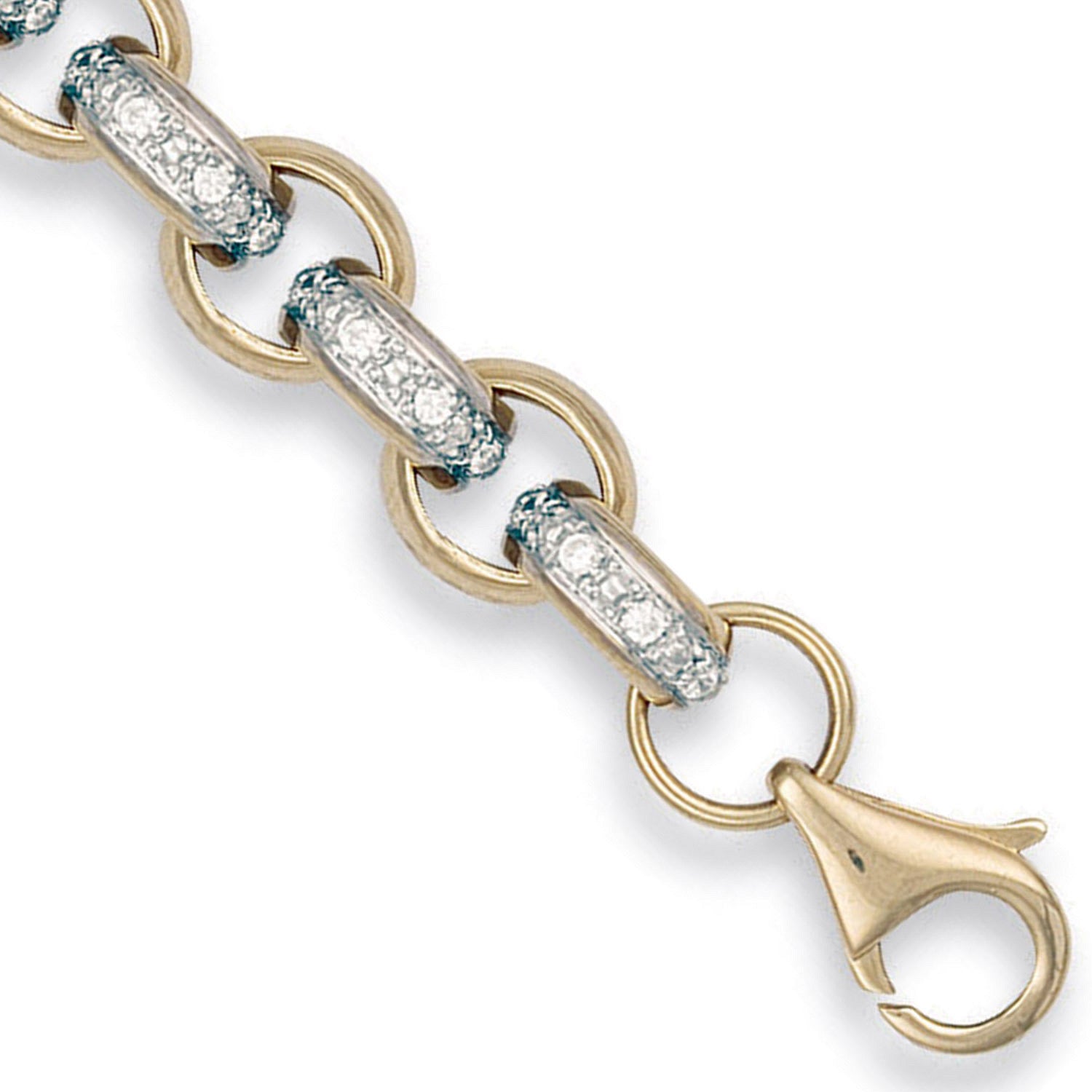 9ct Yellow Gold 10.0mm Plain & Cubic Zirconia Belcher Chain